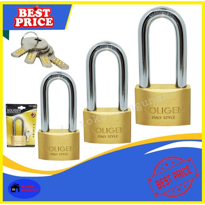 Gembok Kuningan Komputer Key Leher Panjang Soligen Varian 40MM 50MM 60MM Gembok Pintu Gembok Pagar P