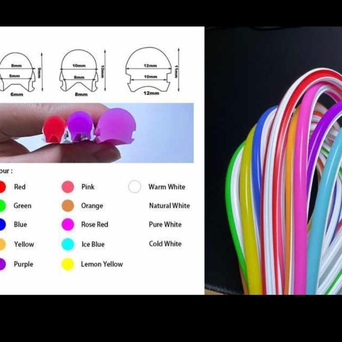 Silicone Neon flex Separate 6mm 8mm Selang Neonflex Terpisah Generasi 2 Silikon LED Custom DIY Tanpa
