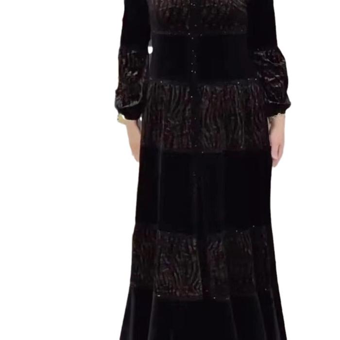 Slimming Hebe Style Long Sleeve Midi Dress Elegant Personality Waist Cinching French Country Dress N
