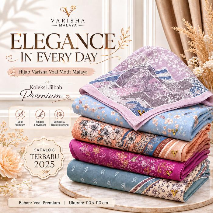 Hijab Malaya Varisha Hijab segi Empat Voal Motif Malay Varisha Hijab Nyaman