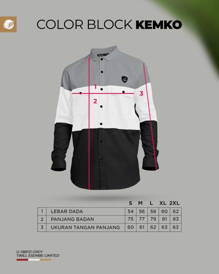 U♥I8 SAMASE KEMKO COLOR BLOCK U138P KEMEJA KOKO BAJU PRIA LENGAN PANJANG Z☎3G