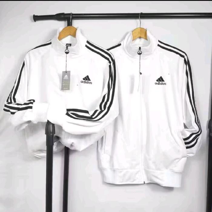 PROMO new produck white jacket tractop adidas-jaket pria simpel casual 3foil california-jaket stripe