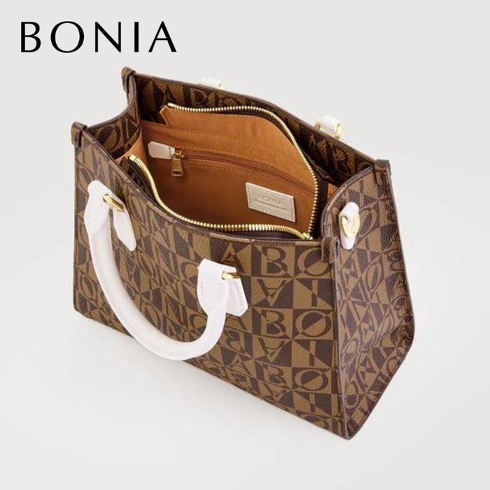 BONIA - LITA MONOGRAM SMALL SATCHEL BAG WHITE
