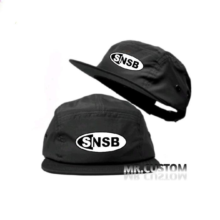 Topi 5 Panel Casual Lokal Brand snsb  / Five Panel Skena Snapback Dewasa Kata-kata Plesetan Hitam