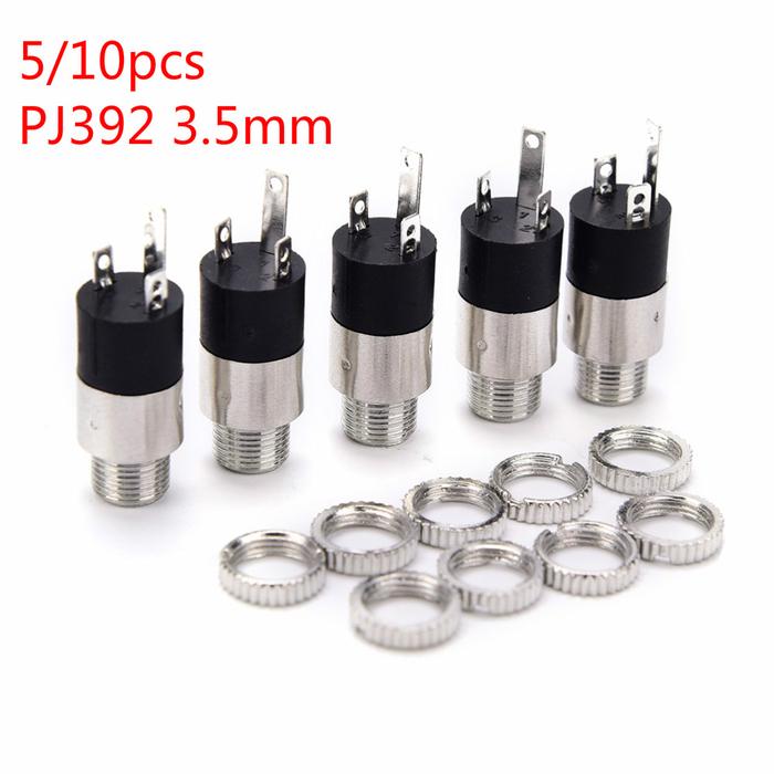 5/10pcs PJ392 Stereo Female Sockect Jack 3.5 Audio Headphone