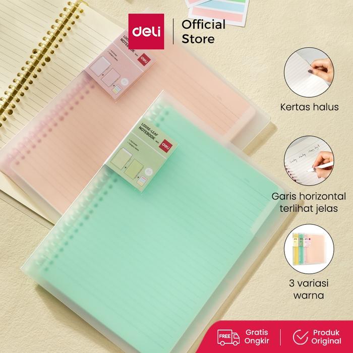 Deli Buku Catatan Binder / Loose Leaf Notebook 60 Halaman EN021