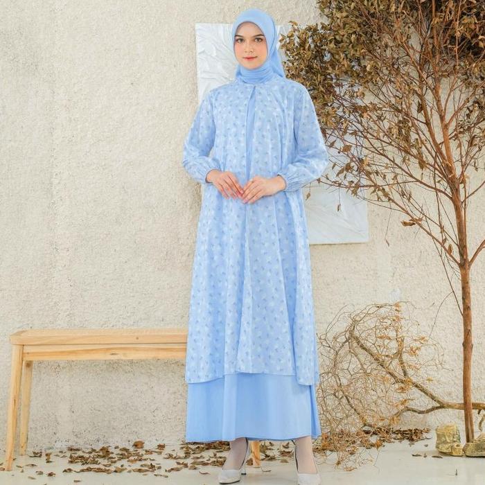 RILLEY - Gamis Wanita Muslimah Motif Bunga Bahan Adem Poplin Kekinian Stella