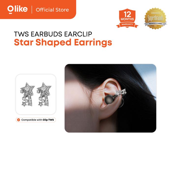 [ONLINE EXCLUSIVE] Olike TWS Earbuds Earclip Star Shaped Earrings Aksesoris Clip TWS Fashion Stylish