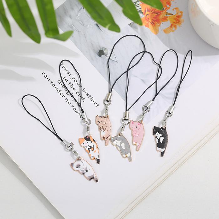 Cute Cat Phone Strap Lanyards For Case Strap Decoration KeyChain Mobile Phone Strap Phone Hanging Ch