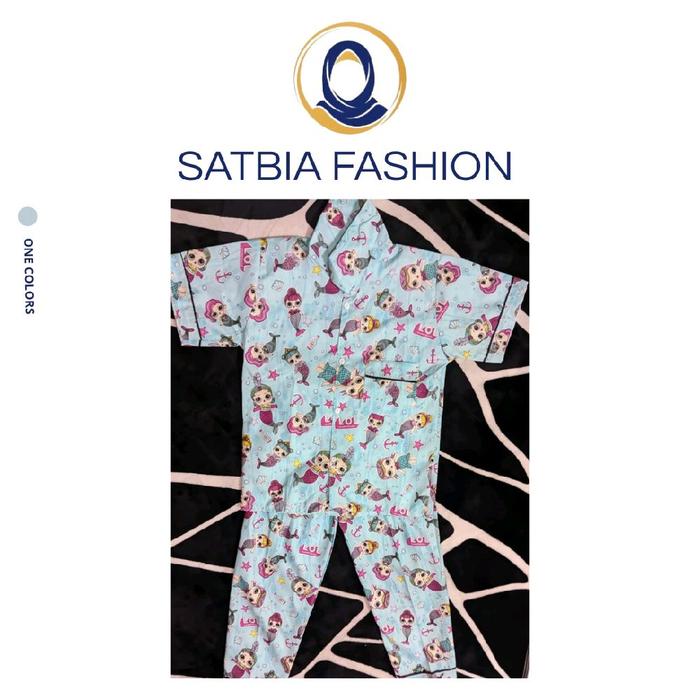 Baju Setelan Piyama Anak 8th Lengan Pendek Celana Panjang Motif LOL Surprise Mermaid 45/58 - SATBIA 