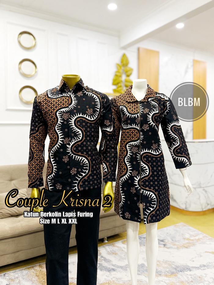 Batik Couple Batik Sarimbit Batik Pria Wanita Kode Krisna bahan Katun Bekolin Lapis Furing Batik Lon