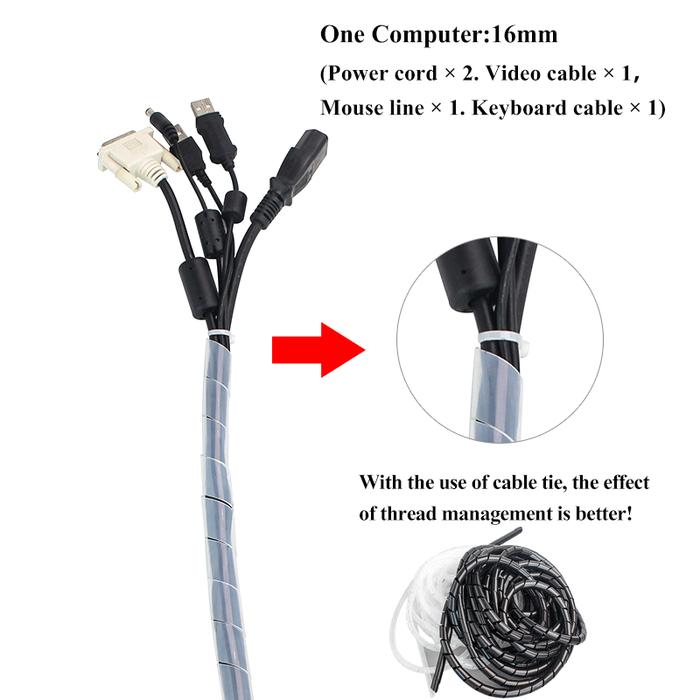Terlaris, Dia 4mm 6mm 8mm Spiral Wire Wrap Organzier Cable Sleeve