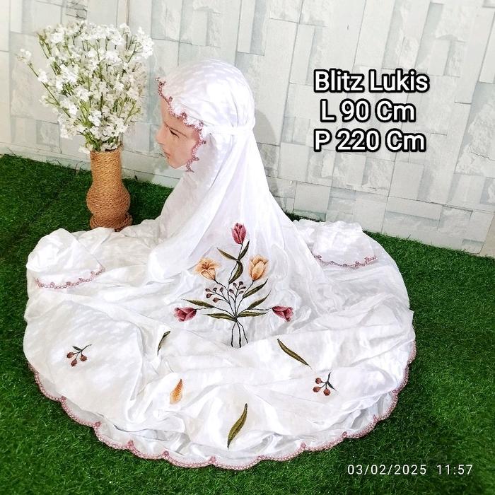Mukena Sutra blitz renda,blitz lukis,blitz sulam Dewasa