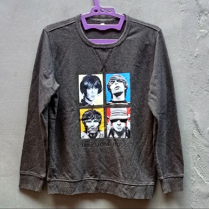 Crewneck Sweater THE STONE ROSES | Rock Band Alternative | Grey | Bekas Preloved Second Thrift