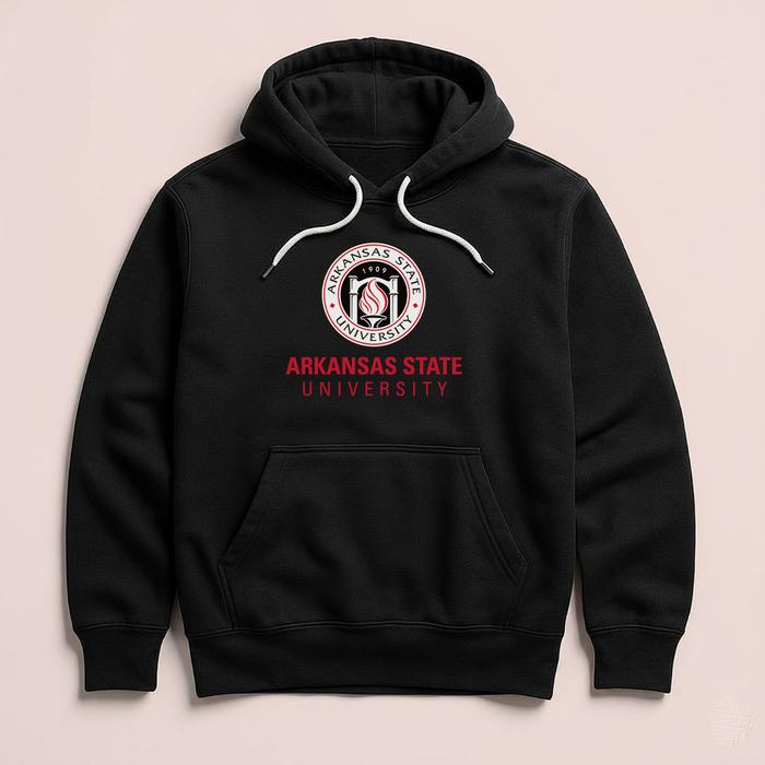 Hoodie ARKANSAS State University ASU Premium Fleece Cloth Sweater Jacket Hood Black Hitam
