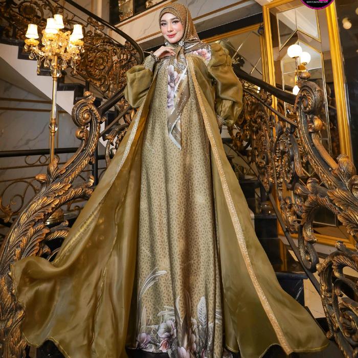 Gamis LILY dan maroko set scraf by Qisya jaya Ceruty Muslim Mewah Wanita lebaran