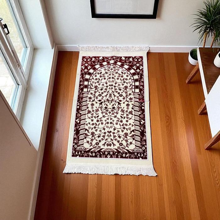Ready Sajadah Turky Sultan Karpet Permadani Safatex Premium Motif Muslim Putih #Gratisongkir