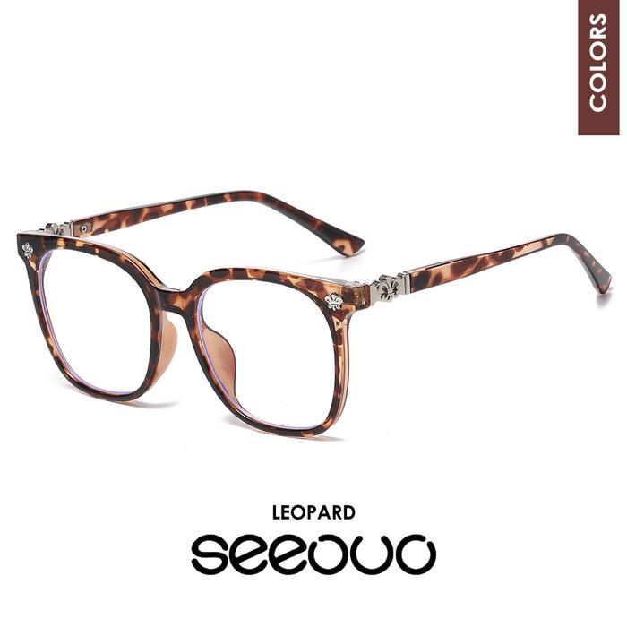 Seeouo Kacamata Antiradiasi Ueray Style Kotak Tr90 Stylish Frame Simple Uni Pria Wanita Bisa Minus 5