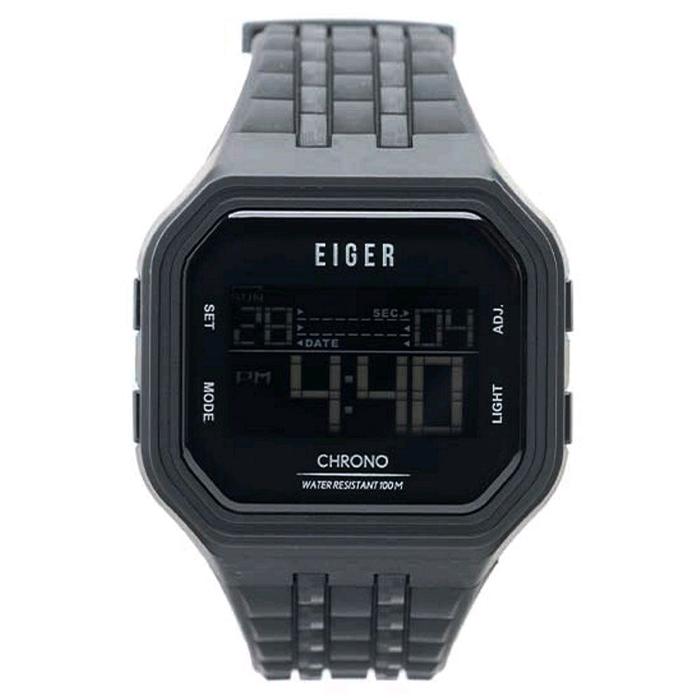 Eiger Jam Tangan Digital Chrono Water Resistant 100M Tali Hitam untuk Pria