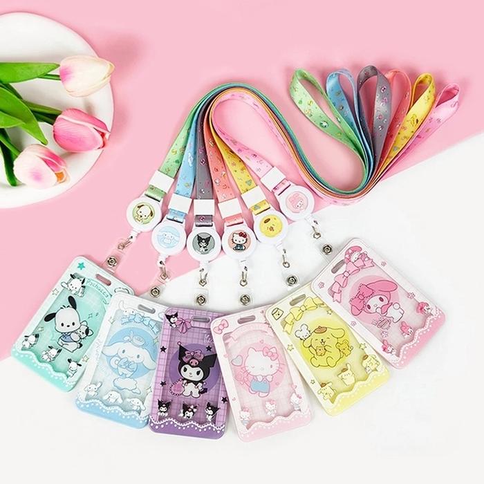 Kartun Sanrio Gantungan Name Tag Id Card Holder /Gantungan Tali Kartu Akses Kantor Mrt Busway Lanyar