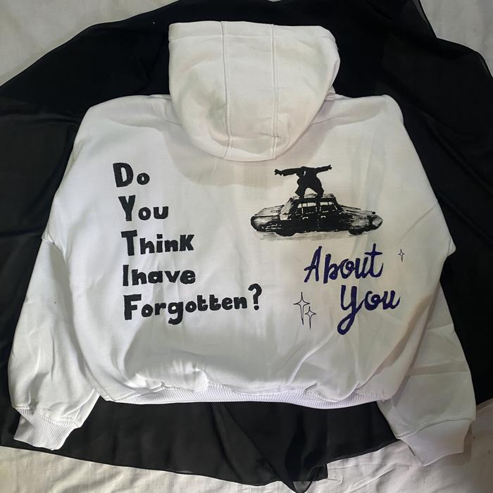 Hoodie Boxy Double Zipper Custom Handpainted About You - The 1975