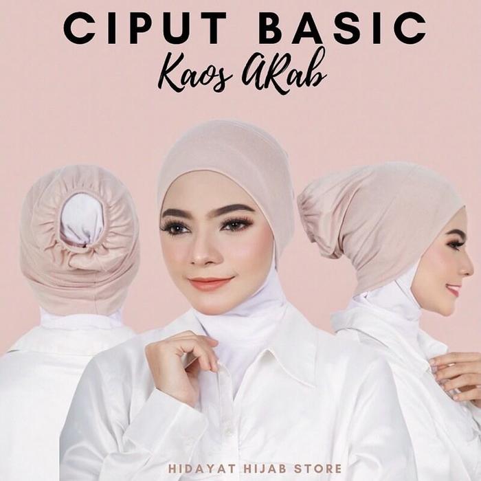 GROSIR CIPUT - Basic Arabi Kaos Karet Serut Belakang Dalaman Hijab Instan Bahan Rayon Turki