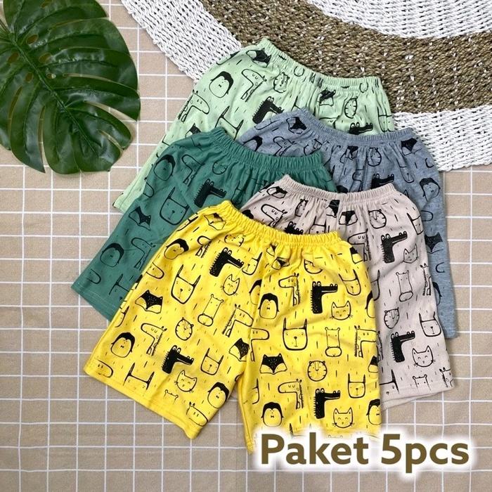 Paket 5 Pcs Celana Pendek Kolor Fashion Anak Laki Laki Perempuan Unisek Usia 1-12 Tahun Bahan Dari C
