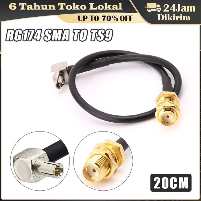 Kabel Adaptor SMA Ke CRC9 / TS9 | Kabel Modifikasi Antena RF Koaksial RG174 Dengan Panjang 20CM
