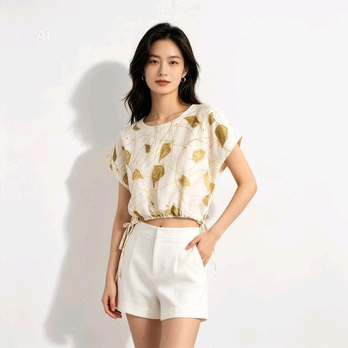 Ubud Blouse Kirunyuh - Ecoprint Bali - Blouse motif ecoprint wanita