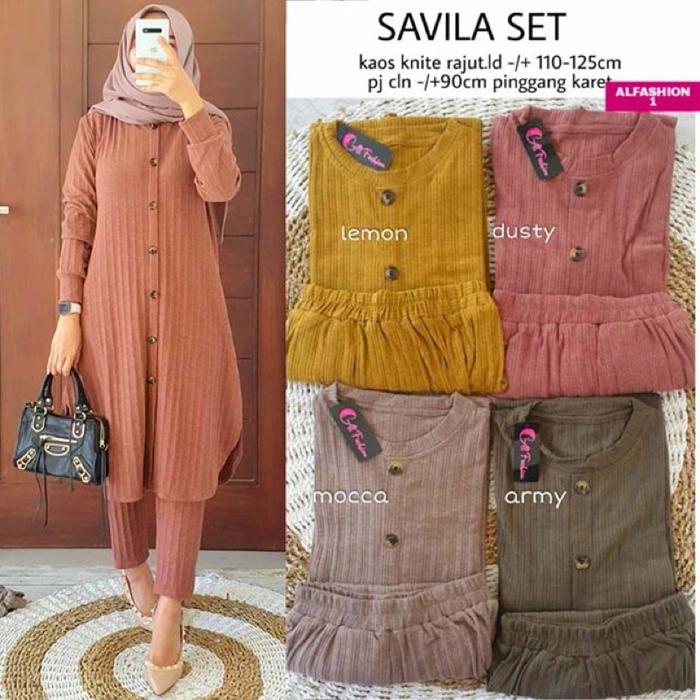 Ready Stock Savila Long Set Knit Hornet Rajut L