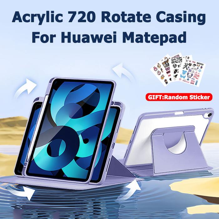 360 Rotating Acrylic Crystal Case For Huawei Matepad 11.5S/SE11/12X/11.5/Air11.5/SE8.7/10.4/Pro10.8 