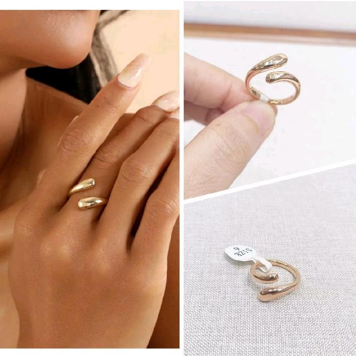 Cincin polos bypass ring titanium steel Cincin fashion rosegold Cincin wanita premium quality