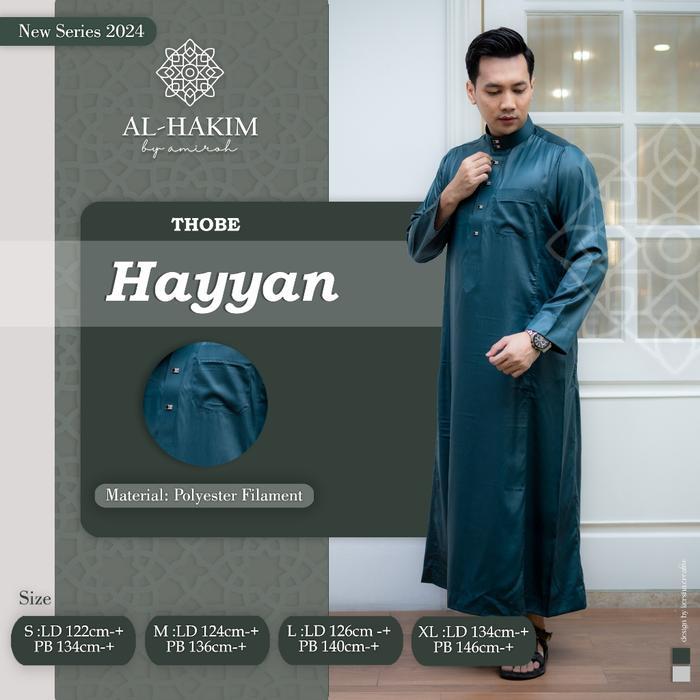 Al Hakim - Jubah Hayyan Koko Import Pria Dewasa Lengan Panjang - Fashion Muslim  Gamis Motif