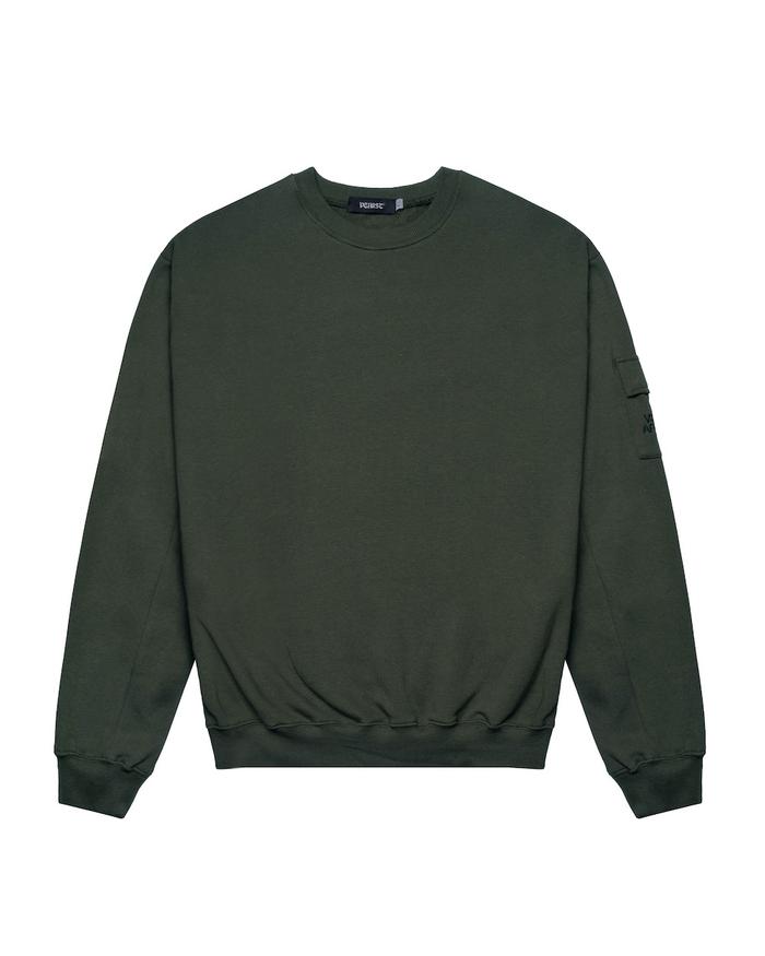 Vearst Affaires Crewneck Arlo Olive Fleece Pria Sweatshirt Basic