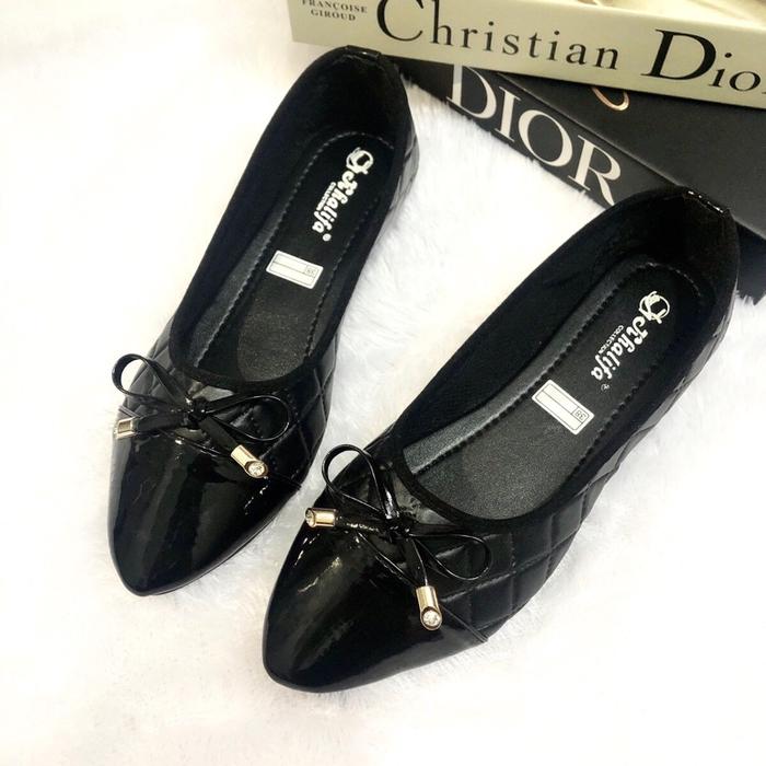 khalifa Flat Shoes Wanita Elegan lentur sol karet insole empuk