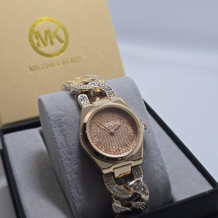 Super Hot! ( BISA COD ) Jam Tangan Wanita MK MICHAEL KORS Diamond Rantai Stainless Steel Model Kepan