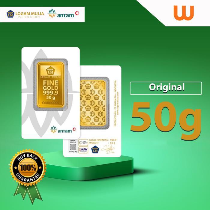 Promo 50 GR (GRAM) GOLDBAR/LOGAM MULIA/LM/EMAS BATANGAN ANTAM BERSERTIFIKAT