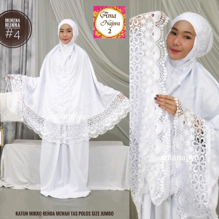 Mukena Nunna bahan katun mikro rendra size jumbo mewah include tas original produk cantik dan elegan
