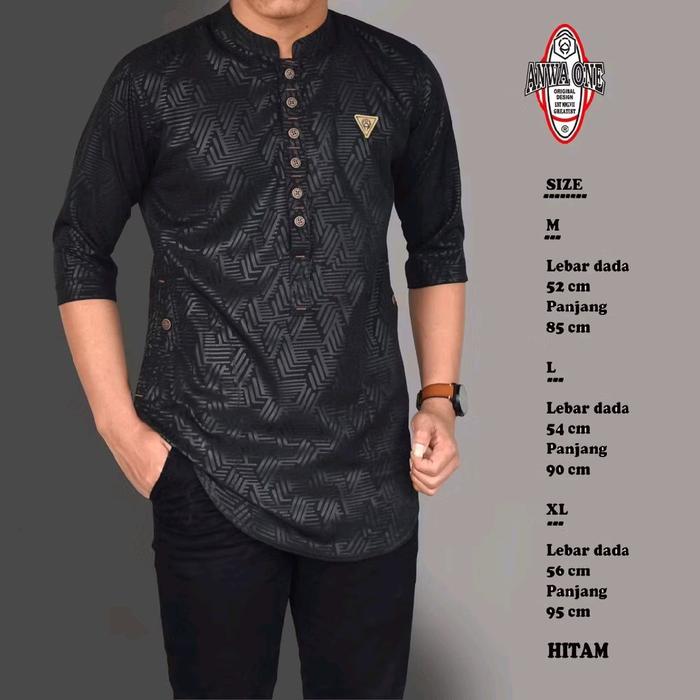 Premium Baju Muslim Pria Koko Kurta Pakistan Premium Katun Embos Toyobo Sultan Terbaru 2025 Navy Dew