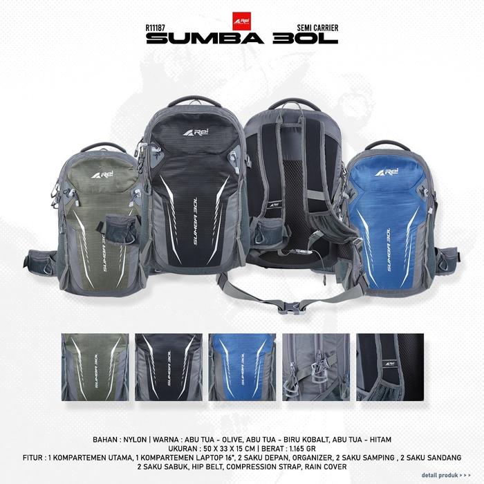 Daypack Arei Tas Ransel Semi Carrier Sumba 30 Liter Arei Outdoorgear Backpack Traveling Camping Hiki