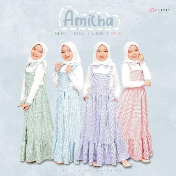 AMITHA BY ORI KIDS ONESET OVERALL SET BLOUSE Gamis couple mom and kids Setelan Kulot Baju anak perem