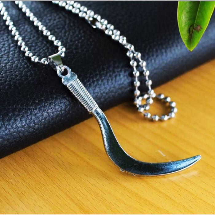kalung titanium pria rantai biji lada liontin celurit Aksesoris Elegan Hadiah