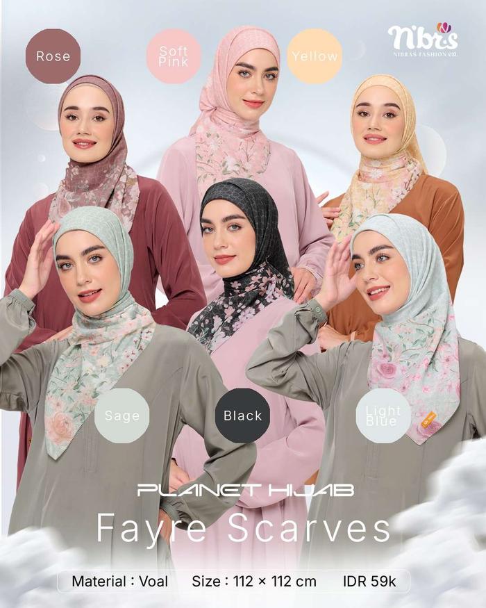 HIJAB MOTIF NIBRAS TERBARU  FAYRE SCARVE KEKINIAN_NHS PLOSO JOMBANG