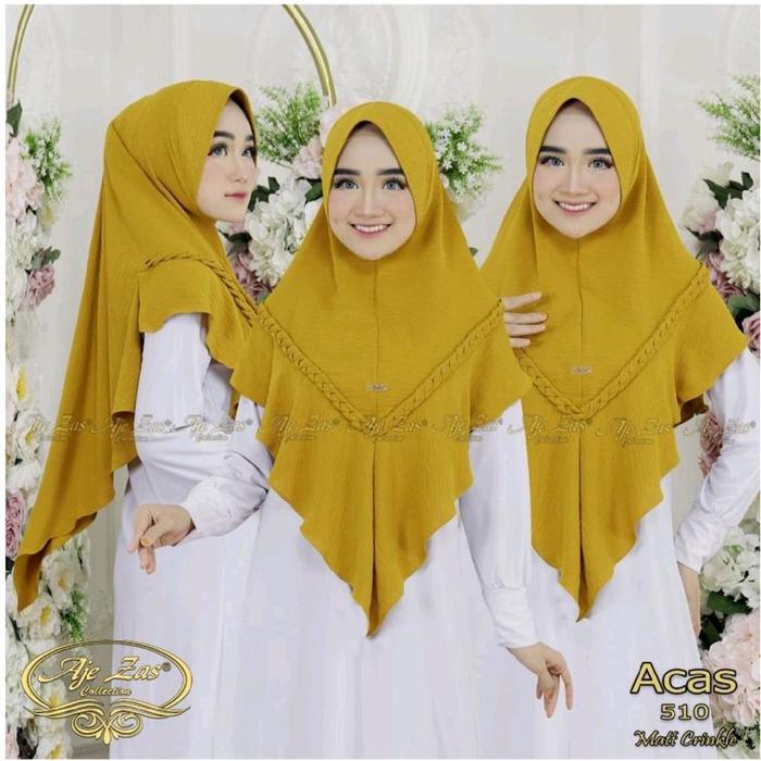 AJE ZAS - ACAS Khimar Standar Lancip Bagian Depan Ped Antem Bahan Crinkle Airflow