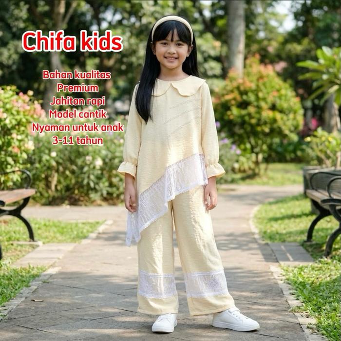 SET CELANA ANAK TERBARU STELAN ANAK TERBARU SET BROKAT BAHAN CRINKLE ANAK PEREMPUAN 3-11TAHUN SETELA