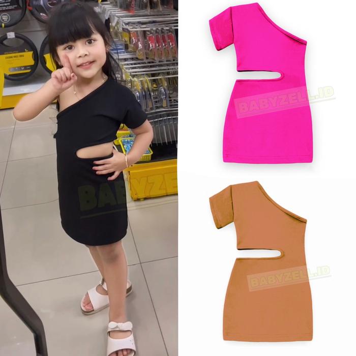 BAJU ANAK PEREMPUAN (CODE0701) CUT OUT HOLLOW UP DRESS 1-5TAHUN Slim-fitting Santai Polos Liburan Pi
