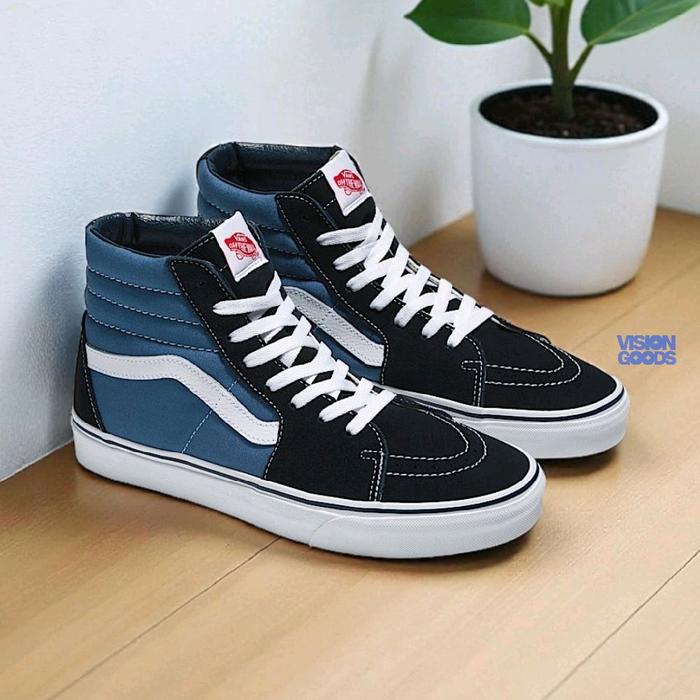 Sepatu Pria Wanita Vans Sk8 High Navy White Classic Original