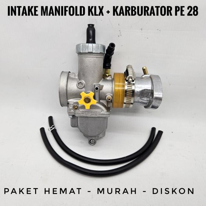 INTEK INTAKE MANIPOL MANIFOLD KLX INSULATOR + KARBU PE 28 PAKET 2IN1