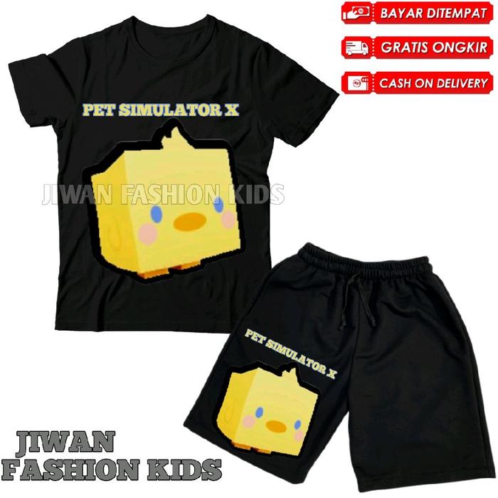 (BISA COD) Setelan Kaos Anak Celana Pendek Usia 3-12 Tahun Motif Pet Simulator X Set Baju Dan Celana