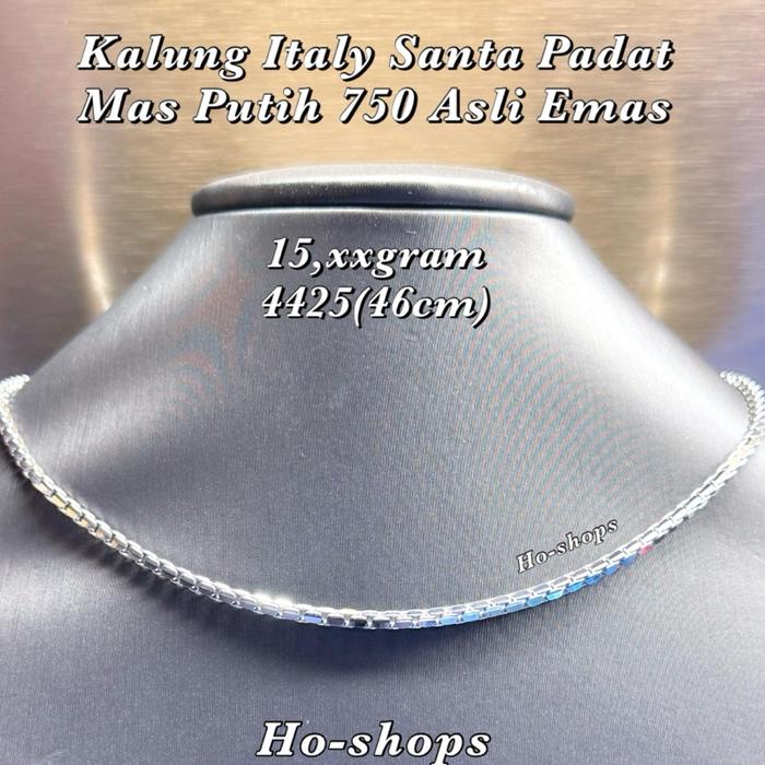 Kalung Italy Santa Padat Mas Putih Kadar 750 Asli Emas